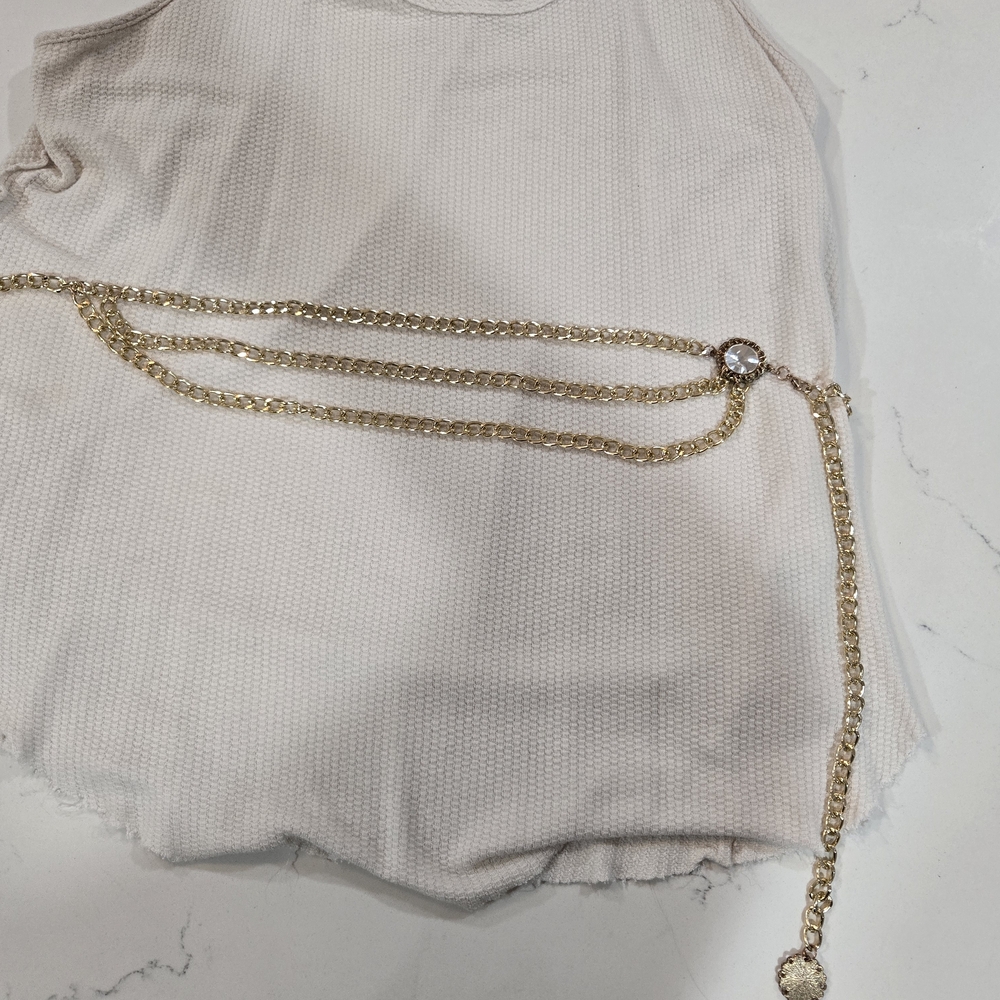 Gold Chain Belt with Crystal Accents